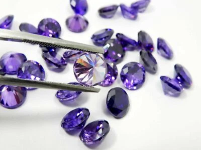  Purple Tourmaline 7 mm Calibrated Round Cut,Lab Created Loose Gemstone Lot 2 pc - Image 1 of 4