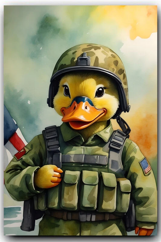 Foto coleccionable impresión artística exclusiva de pato soldado de 4 x 6 pulgadas 10064 Foto 1 de 1
