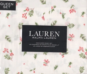 Ralph Lauren Queen Bettwäsche Set Holly Berry MacKenzie Chic Creme 4tlg Rot Grün Kiefer - Bild 1 von 5