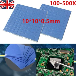 100-500Pcs 10x10x0.5mm CPU Heatsink Cooling Thermal Conductive Silicone Blue Pad - Picture 1 of 18