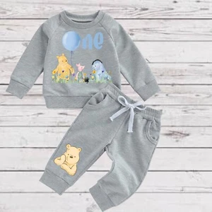 Baby Toddler WINNIE THE POOH Sweatsuit | Boys Pants & Sweatshirt Birthday Outfit - Picture 1 of 1