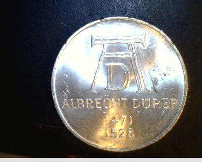 1971-D  German,  5 Deutscmark,   Unc High Grade .2250 oz Silver  (Ger-171) - Image 1 of 2