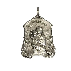 06K44 PENDENTIF RELIGIEUX ARGENT ART NOUVEAU NOTRE DAME DE LA FOURVIERE LYON - Imagen 1 de 5