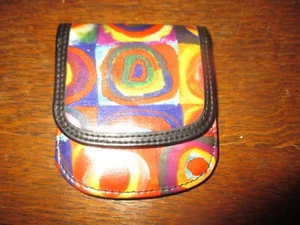 KANDINSKY Vintage SQUARES w/CONCENTRIC CIRCLES Faux Leather CHANGE PURSE- 1980's - Imagen 1 de 4