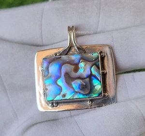 Rainbow Abalone Shell Pendant 925 Sterling Silver Handmade Best Gift Her PG2059 - Picture 1 of 6