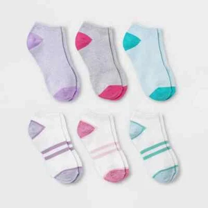 6PK Art Class Super Soft No Show Striped Socks Girls Small Mix-Color Polyester - Picture 1 of 3