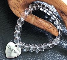 Namaste Heart Love Silver Satyaloka Azeztulite Healing Crystal Beaded Bracelet 