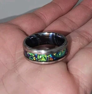 Timascus Ring With Dichrolam Inlay - Picture 1 of 5