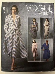 Vogue V1653 Sewing Pattern Dress w Lapels, Side Seam Pockets & Sash Sz 6-14 - Picture 1 of 2