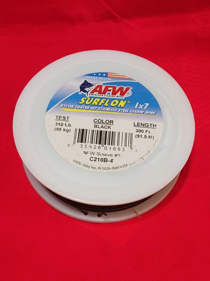 AFW C210B-4 210lb Surflon Nylon Coated 1x7 SS Leader Wire Black 300ft - Image 1 of 1