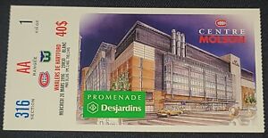 MARCH 20 1996 HARTFORD WHALERS vs MONTREAL CANADIENS - MOLSON CENTER TICKET STUB