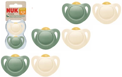 NUK for Nature Latex 6x Schnuller Beruhigungssauger gr 0 - 6 M beige / grün