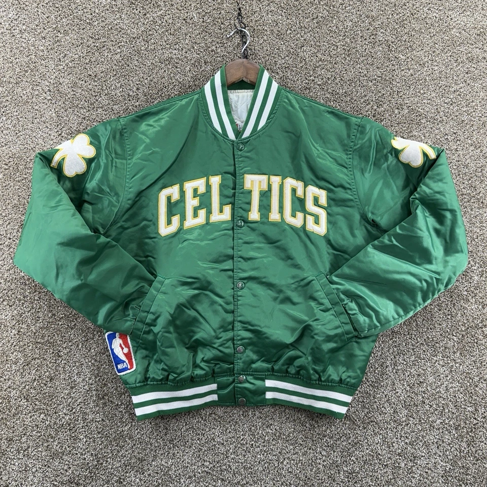 Винтажная мужская куртка Boston Celtics большой размер стартер NBA атласная зеленая 80-е 90-е - Изображение 1 из 4
