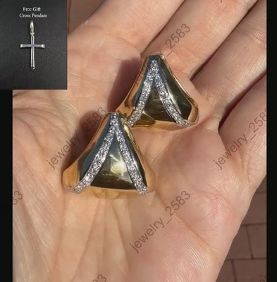 Aretes triangulares de diamantes cultivados en laboratorio certificados para mujer regalo de Navidad 925 SS Foto 1 de 4
