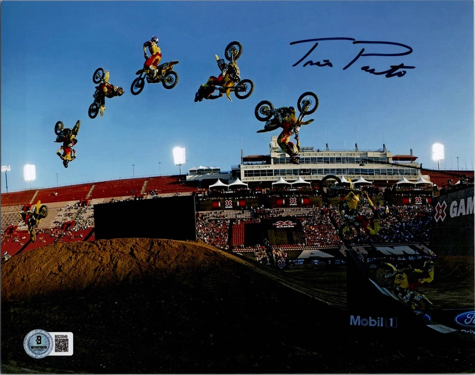 FOTO AUTOGRAFIADA FIRMADA POR TRAVIS PASTRANA 8X10 MOTOCROSS X JUEGOS BECKETT BAS CERTIFICADO DE AUTENTICIDAD Foto 1 de 1