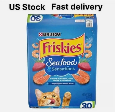 Purina Friskies Seafood Sensations, comida seca para gatos de interior, bolsa de 30 lb Foto 1 de 4