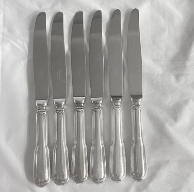 Juego de 6 cuchillos de cena Christofle France Chinon plateados 9 3/4" Foto 1 de 4