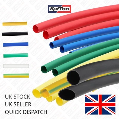 HEAT SHRINK TUBING SLEEVING 2:1 ELECTRICAL CABLE WIRE SLEEVE TUBE VARIOUS COLOUR - Image 1 of 2