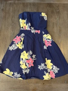Bonito Vestido Floral Lilly Pulitzer Ajuste y Estilo Sin Tirantes Azul Marino Rosa Talla 4 - Imagen 1 de 3