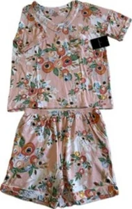 NWT - CUDDLE DUDS Short Sleeve V-Neck Top with Short Pajama Set - Size S - Peach - Picture 1 of 7