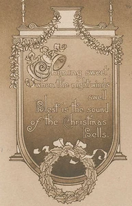 Christmas Bells Wreaths Gibson Art 1910 Postcard - Picture 1 of 3