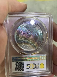 1886 PCGS Ms 64+ CAC Rainbow Toned Morgan - Picture 1 of 3