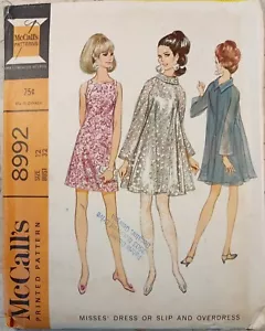 McCall's 8992 Vintage 60er Retro Over KLEID transparent Mini Slip Glockenreißverschluss Mode UNGESCHNITTEN 12 - Bild 1 von 9