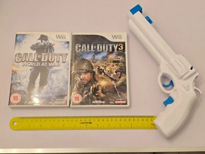 NINTENDO WII & U CALL OF DUTY 3 + WORLD AT WAR GAMES + ZAPPER GUN REMOTE ADAPTER - Image 1 of 2