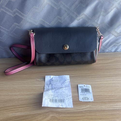 Borsa a tracolla Coach F59534 firmata tela REVERSIBILE nuova con etichetta