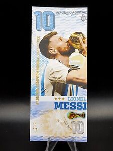 Argentina World Champion Banknote , World cup soccer Qatar 2022, Messi, blister