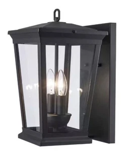 17 in. 2-Light Outdoor Wall Sconce Black - Picture 1 of 5