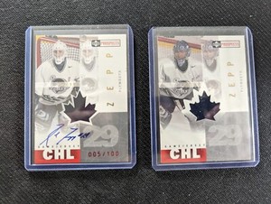 2001-02 UD CHL Prospects Rob Zepp Game Jersey + Autographs Jersey 5/100 Plymouth