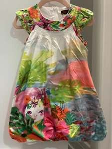 Catamini Italian Toddler Girls 100% Cotton Watercolor Bubble Dress 4 - Picture 1 of 3