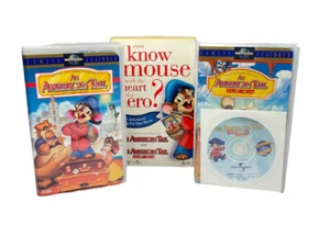 An American Tail + Fievel Goes West 2 VHS Set Lot Clamshell Cases - Picture 1 of 6