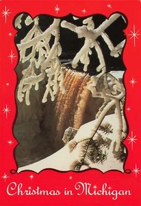 Tahquamenon Falls, Michigan Christmas Vintage PC Unposted  - Picture 1 of 2