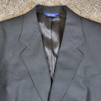 Jaqueta Blazer Masculina Pendleton Mescla de Lã Preta Tamanho 46 Longa Estilo Ocidental - Imagem 1 de 4