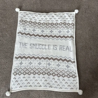 Pottery Barn Kids The Snuggle is Real Baby Blanket Ivory Neutral Knit Sherpa - Image 1 of 4