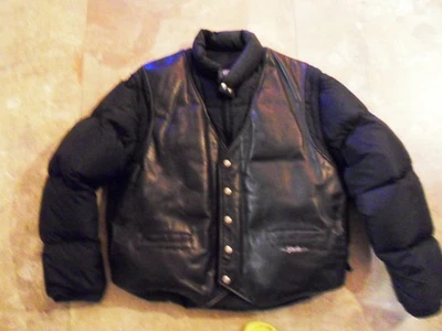 BLOUSON BOMBERS MI DOUDOUNE MI CUIR AVIATEUR DOWN BY SCHOTT MADE IN U.S.A - Photo 1/4