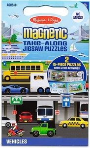 Melissa Doug Magnetic Take Along Jigsaw Puzzles Vehicles - Picture 1 of 5