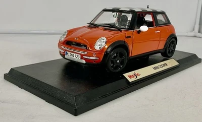 Orange  Mini Cooper Checkerd Top Maisto Special Edition 1:18 Rare 8” - Image 1 of 4