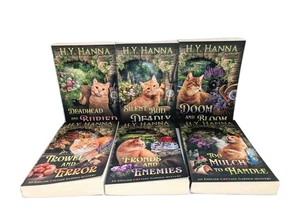 x6 HY Hanna Books English Garden Cottage Mystery Complete Set Cat Covers A+ Book - Picture 1 of 17