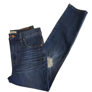 Madewell Cropped Jean Women 27 Blue Denim Skinny High Rise Stretch Distress Knee - Picture 1 of 11