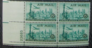US 15¢ Stamp Sc #C35 Air Mail MNH plate block 1947. - Picture 1 of 1