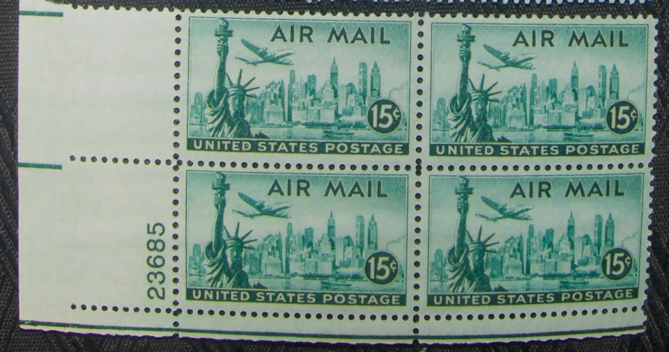 US 15¢ Stamp Sc #C35 Air Mail MNH plate block 1947. - Image 1 of 1