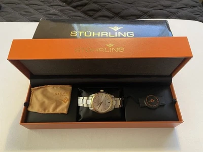 Stuhrling оригинальный швейцарский кварц стали ссылка мужские наручные часы новый нуждается аккумулятор - Изображение 1 из 4