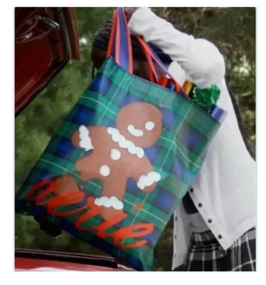 Bolso de Mano American Eagle Reutilizable Nylon GRANDE Aerie AE Pan de Jengibre a Cuadros Vacaciones Foto 1 de 4