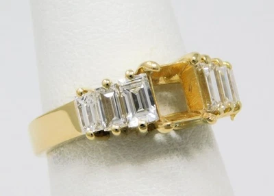 Baguette Diamante Oro 17-18k SEMI MONTAJE para Gema 6.6 x 6.5 mm +/- Talla 5.25+ B6868 Foto 1 de 4