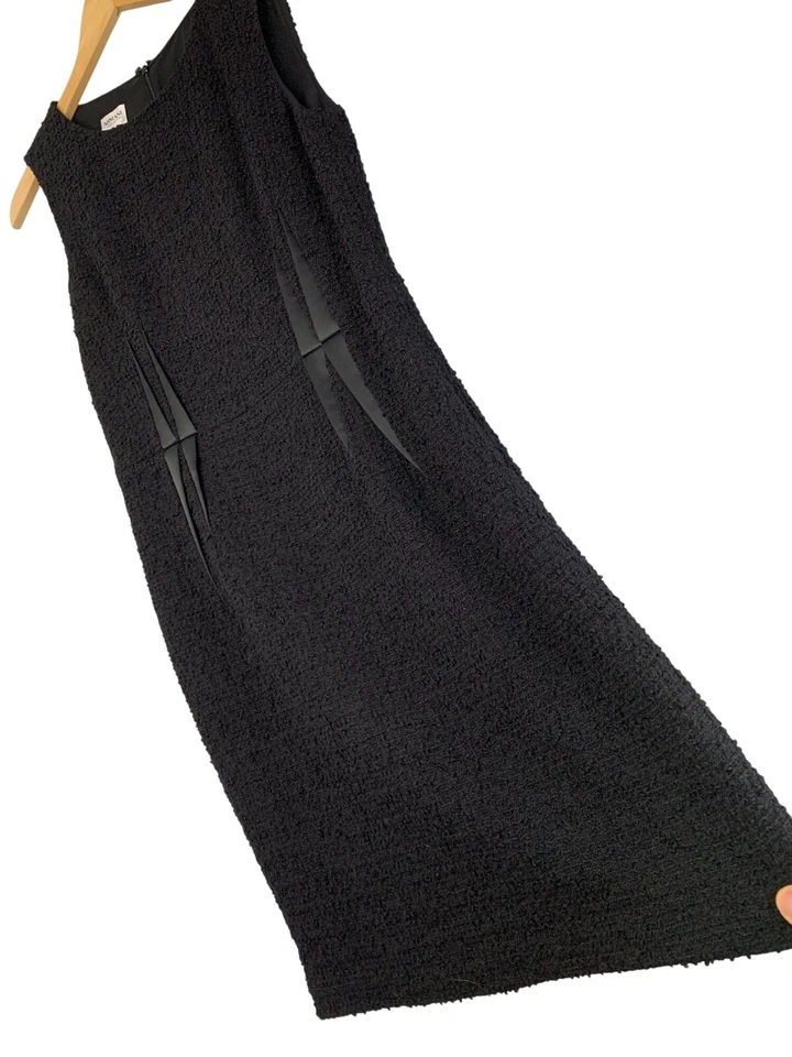 Vestido Vaina Armani Collezioni Negro Boucle Sin Mangas Talla 6 Lana Satén Dardos Foto 1 de 4