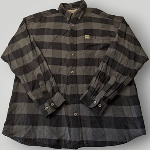 REALTREE Flanell Herren L schwarz & grau kariert Knopfleiste 100% Baumwolle Freizeithemd - Bild 1 von 12