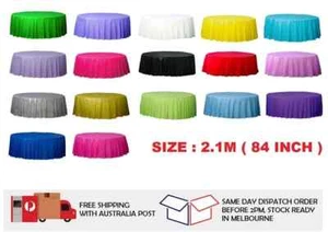 Round Solid Colour Plastic Table Cover TableCloth Wedding Birthday Party 2.1m - Picture 1 of 37